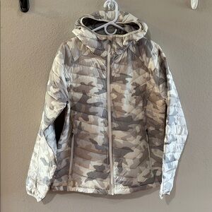 EUC Columbia Hooded Light Camo Omni-Heat Quilted Jacket, Sz XL